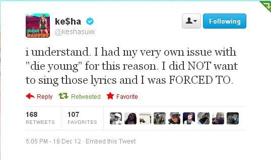 Ke$ha was forced to sing and release "Die Young"? 8