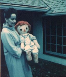 Lorraine Warren holding Annabelle