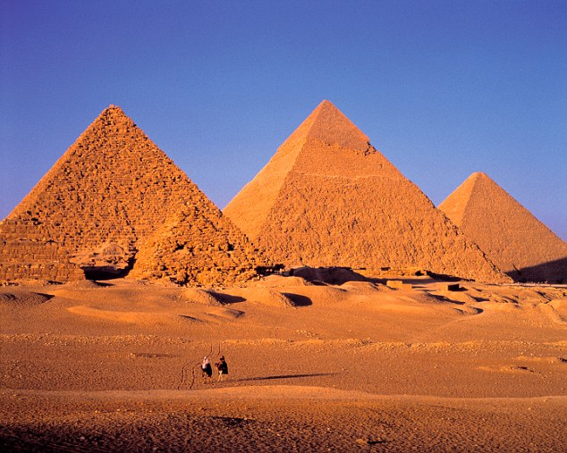 The Great Pyramid of Giza, centre, is the largest known pyramid and one of the seven wonders of the world