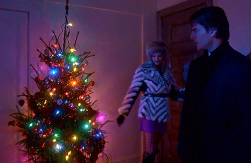 Sometimes Christmas lights are the often source of light on set.