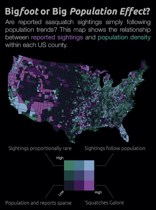 Bivariate map of sightings and population.