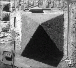 A famous picture depicting the eight sides of the Great Pyramid at Giza