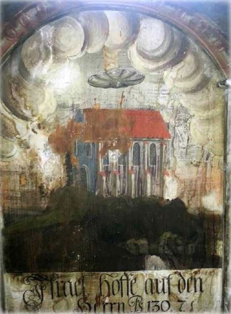 Possible UFO discovered in an old wall painting in Romania 1