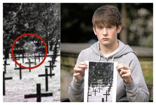 Schoolboy's picture captures ghost of Scots soldier standing over rows of German graves 1
