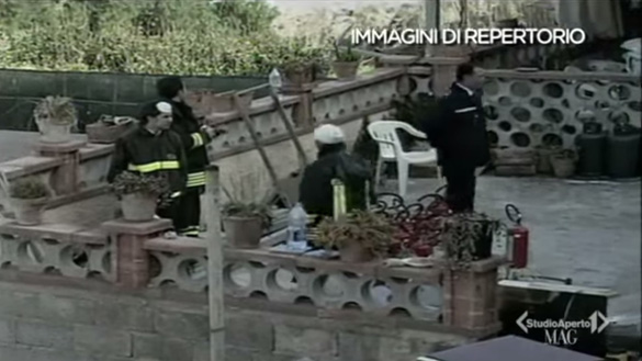 Officials at a fire in Canneto di Caronia. (Credit: Studio Aperto 1)