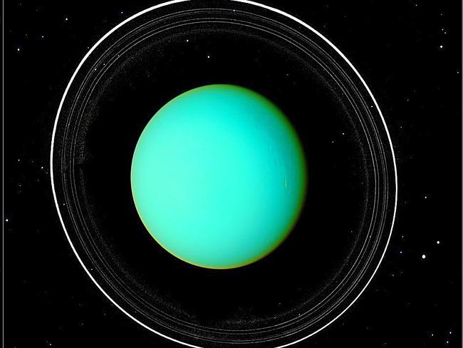 This picture was taken by Voyager 2 of Uranus as it passed the giant planet, discovering 