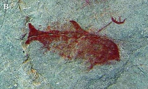 Scientists discover ancient rock art with paintings of whales and sharks in the desert 11