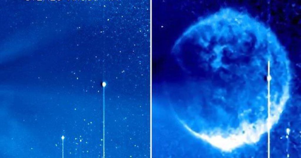 Mystery as UFO hunter posts images of huge spherical object in front of the Sun that was captured by NASA cameras 26