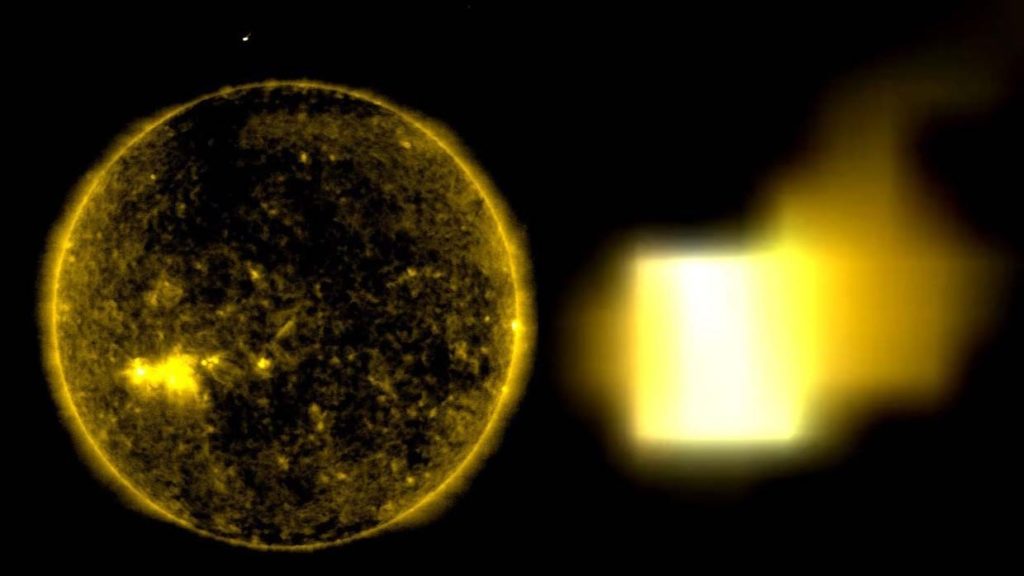 NASA Images shows a huge cube shaped UFO approaching the sun 1