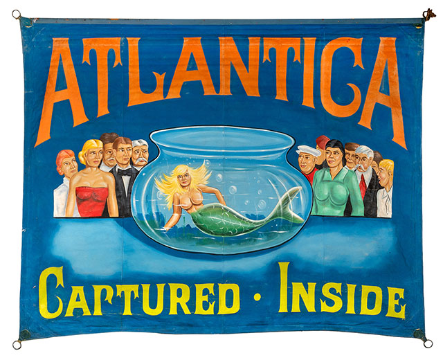 Atlantica banner for a Girl in Fishbowl sideshow illusion