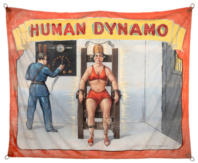 Human Dynamo sideshow banner by Fred Johnson