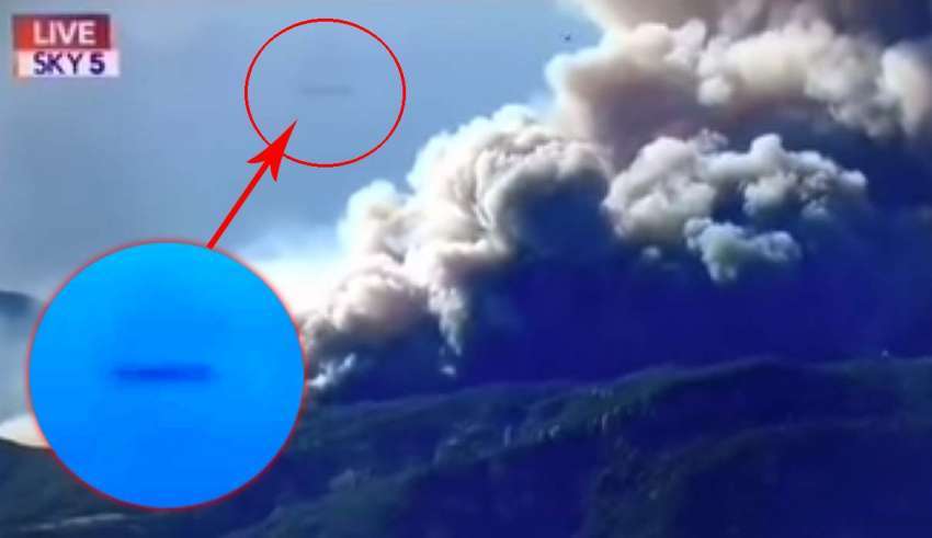 A cigar-shaped UFO bursts into the news broadcast on wildfires in California 9
