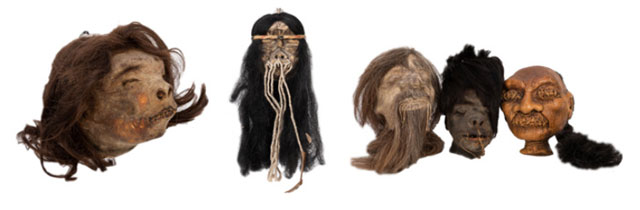 Vintage shrunken heads from South America