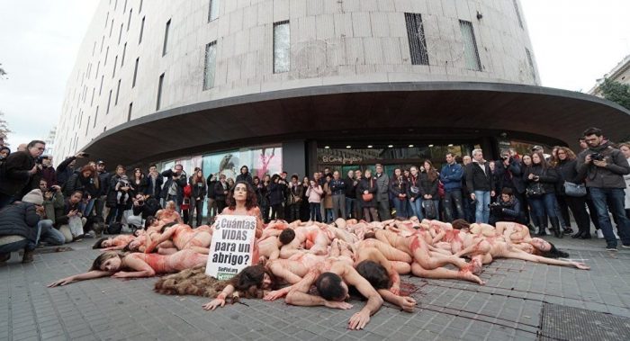 Activists in Barcelona Go COMPLETELY Naked for Anti-Leather Protest 1