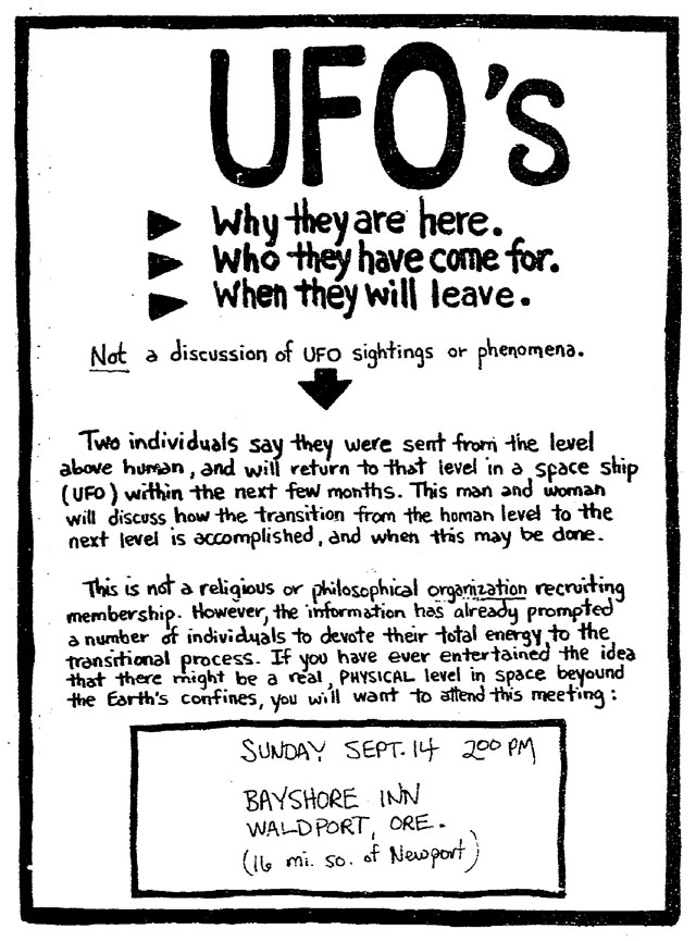 Heaven's Gate cult UFO recruitment flier