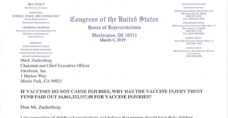 Congressman Writes To Mark Zuckerberg About The Bullying of Individuals Who Discuss Vaccine Injury 19