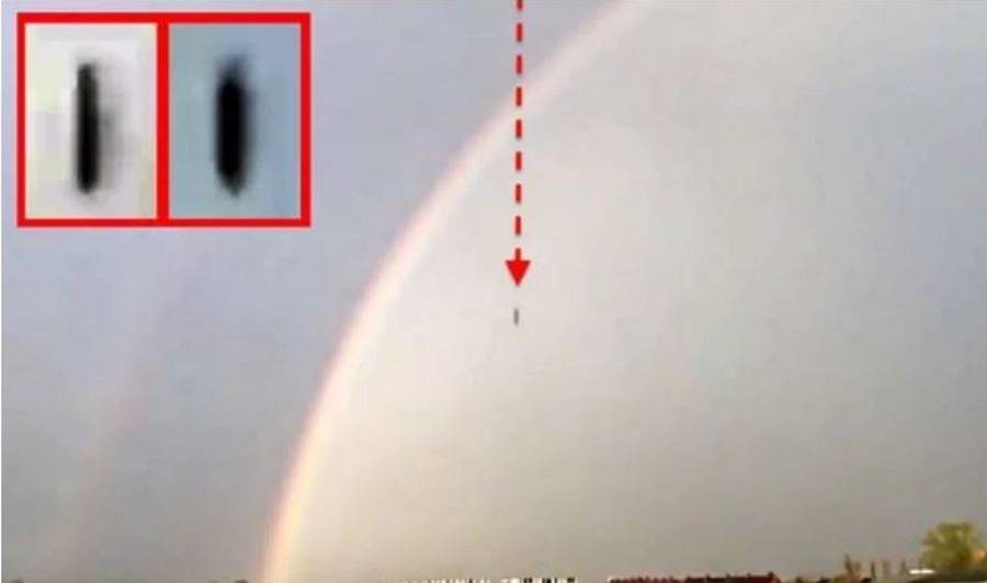 'UFO falls from sky' against double rainbow after being 'struck by lightning' 9