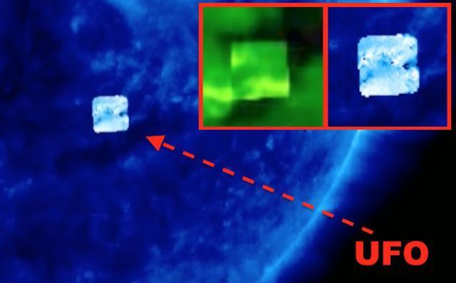 NASA records again a large cube shaped UFO next to the Sun (Video) 9
