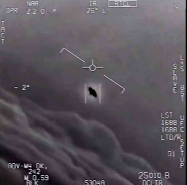 Declassified image of Navy pilots encountering a UFO in 2015