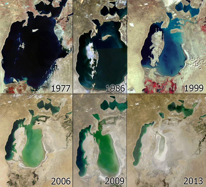 The drying process of the Aral Sea by years