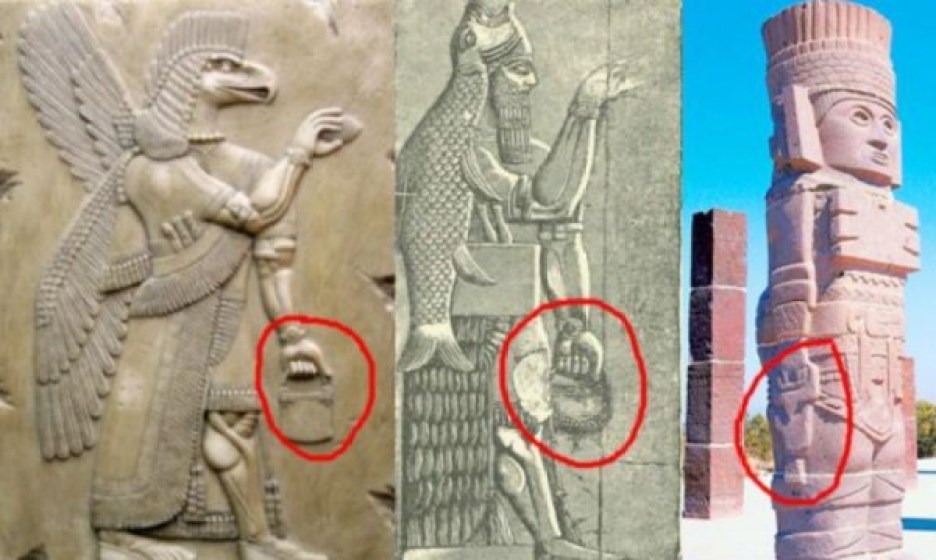 Mysterious ‘handbags of the gods’ spotted in ancient sculptures around the world 4