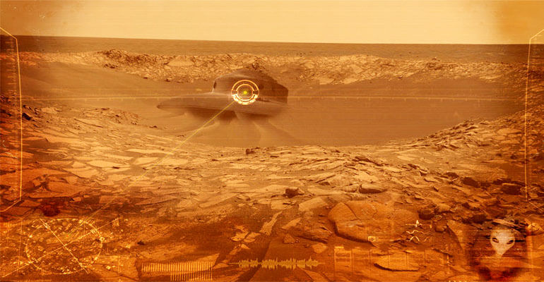 A huge "discoid object" photographed near the Martian North Pole 9
