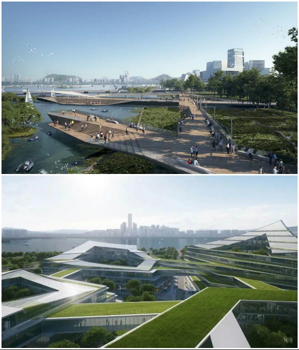 Green areas will decorate not only city squares, but also roofs and even walls of houses (“Net City” concept).  |  Photo: interestingengineering.com/ © NBBJ.