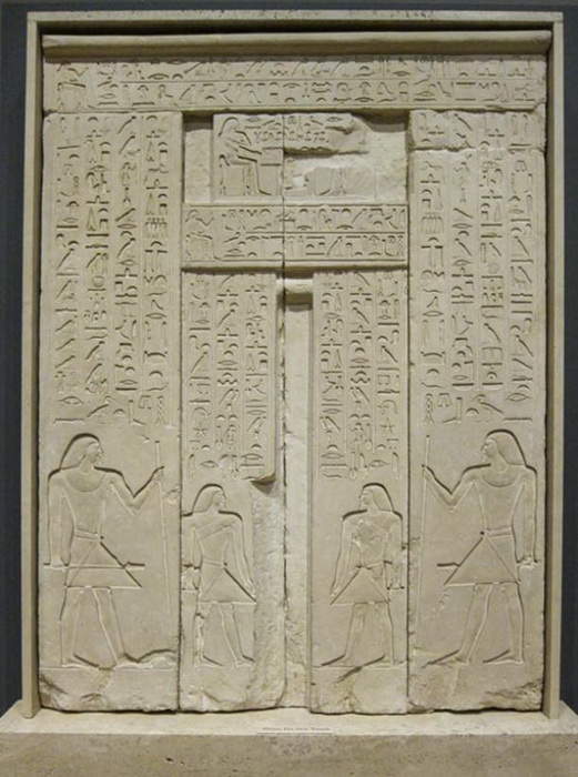 The door was decorated with hieroglyphs telling about the deceased The door was decorated with hieroglyphs telling about the deceased