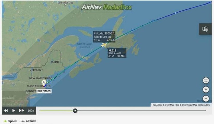 The UFO encounter took place over the Gulf of St. Lawrence.