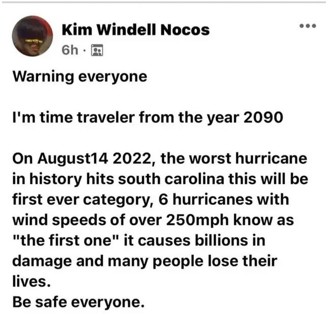 Time travelers send a stark warning: 'Worst hurricane in history coming on 8/14' 2