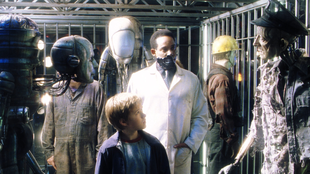 „Die Zukunft sieht nicht so aus, wie Sie sie sich vorstellen“, sagte Orrin, ein „Cyborg-Zeitreisender“ aus dem Jahr 2050 3 Rahmen aus dem Film "Artificial Intelligence" (2001)