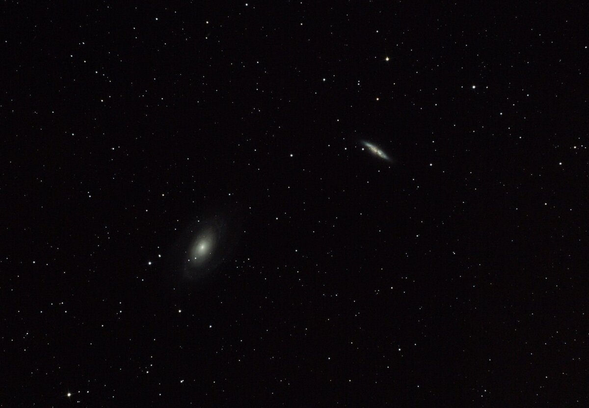 Galaxies M81 and M82 seen through a small telescope