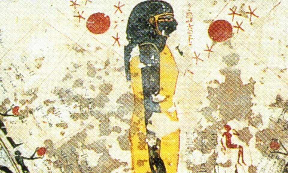    Panel in ancient Egypt with Earth and Anti-Earth