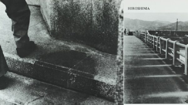 Why did shadows of people remain on the pavement after the nuclear explosion in Hiroshima and Nagasaki 4