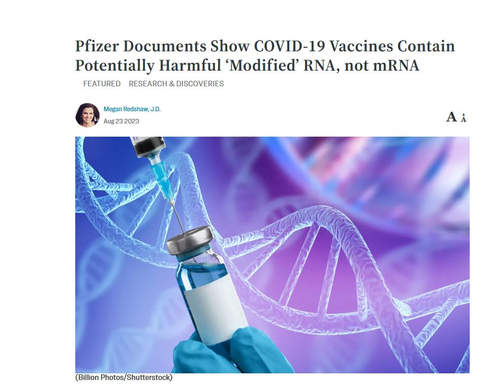 Pfizer Now Admits Their Vaccines Have Harmful 'Modified' RNA Not mRNA – Responsible For Millions Of Side Effects 2