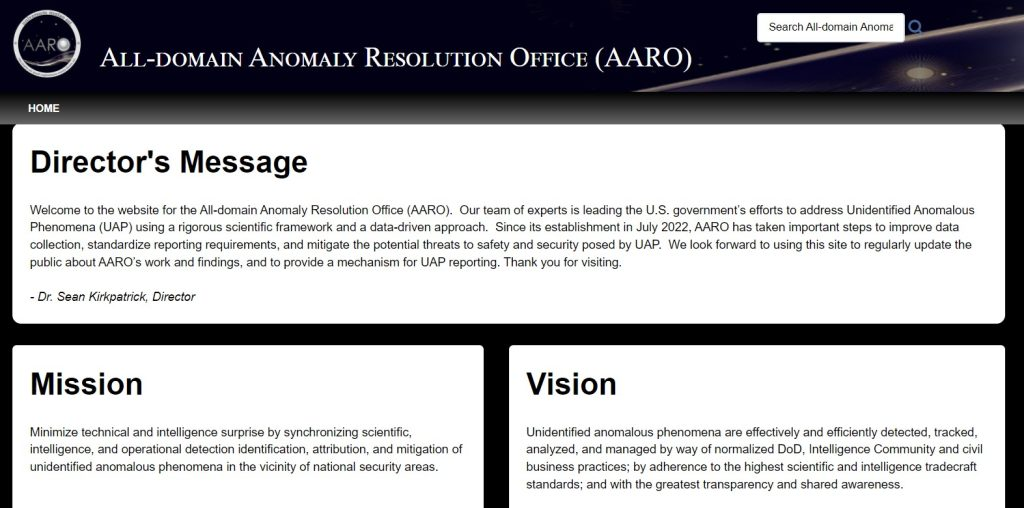 The Pentagon revealed "Aaro.mil": a new site is the key to understanding the universe? 2