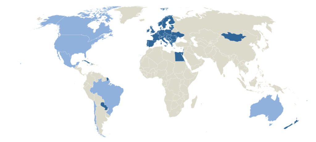 Map of participating countries