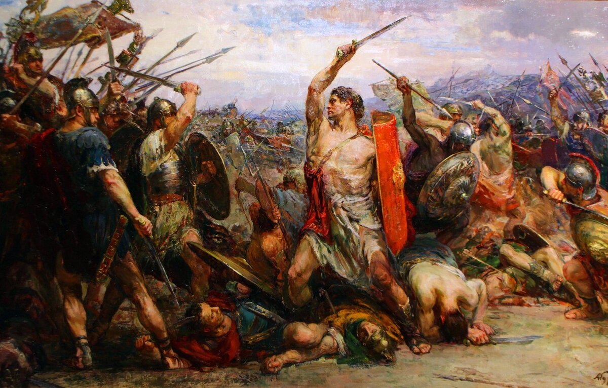 Batalha de Spartacus com o exército romano de Crasso.