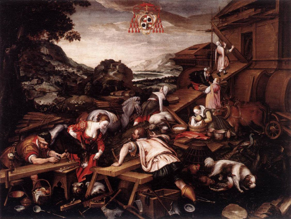 Kaspar Memberger, "Building of Noah's Ark", 1588